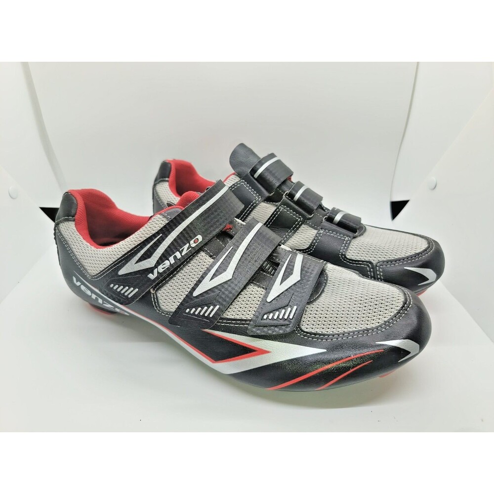 VENZO Men's Cycling Shoes Road Bike Peloton Compatible 3-Bolt SPD Size US 9.5 EU